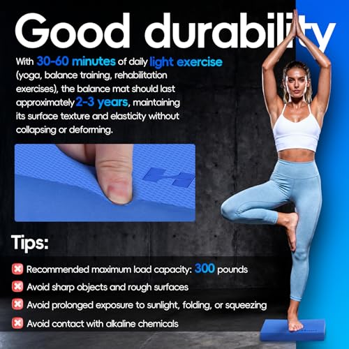 Professional Balance Pad, Nonslip Foam Exercise Balance Pad Cushion for Physical Therapy, Foam Balance Mat for Exercise, Yoga, Fitness, Stability Training and Stretching