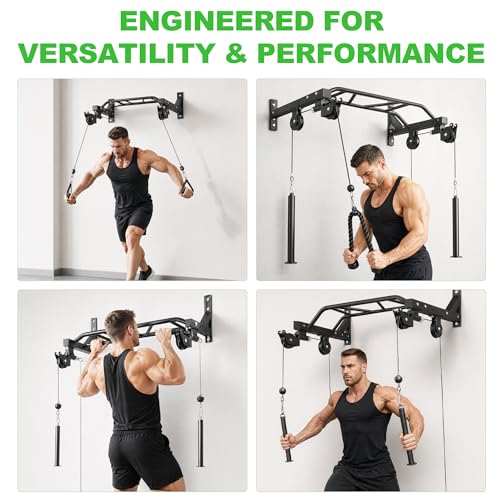 Wall Mounted Pull Up Bar, Heavy Duty Multi-Grip Chin Up Bar for Home Gym, 450 lbs Weight Capacity Upper Body Strength Training Equipment, Equipped with a variety of fitness handles.