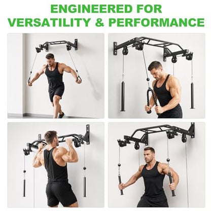 Wall Mounted Pull Up Bar, Heavy Duty Multi-Grip Chin Up Bar for Home Gym, 450 lbs Weight Capacity Upper Body Strength Training Equipment, Equipped with a variety of fitness handles.
