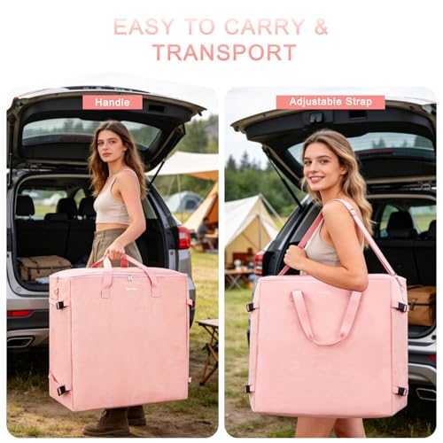 Foam Mat Storage Bag for 24" × 24" Interlocking EVA Foam Mats, Portable Carrying Case for Trade Show Foam Floor Tiles, Puzzle Exercise Mats, Gym Flooring & Play Areas, Pink (Bag Only)