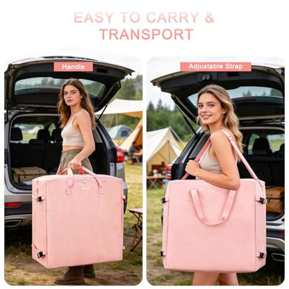 Foam Mat Storage Bag for 24" × 24" Interlocking EVA Foam Mats, Portable Carrying Case for Trade Show Foam Floor Tiles, Puzzle Exercise Mats, Gym Flooring & Play Areas, Pink (Bag Only)