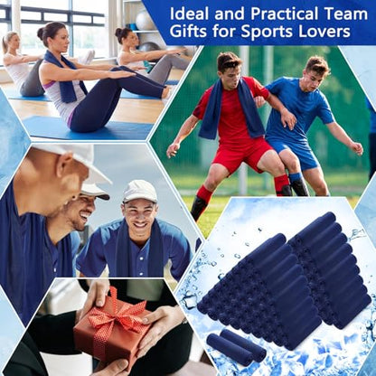100 Pack Cooling Towels, 40"x12" Cooling Towels for Neck and Face Breathable Soft Chilly Sweat Rag Microfiber Sport Rags for Gym Yoga Golf Running - color: Dark Blue