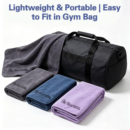 Gym Towels for Men and Women, 3 Pack 15 x 30 Inch Microfiber Workout Towels, 400 GSM Quick Dry Sweat Towels with Center Hanging Loop, Soft Absorbent Sports Towels for Yoga, Running, Swimming