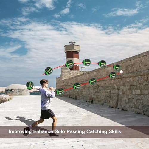 PassCatch Training Football, Composite Fatherless Bounce Back Youth Football, Training Improving Enhance Solo Passing Catching Skills (Deflated) - style: Youth Size(Ages 5-13)