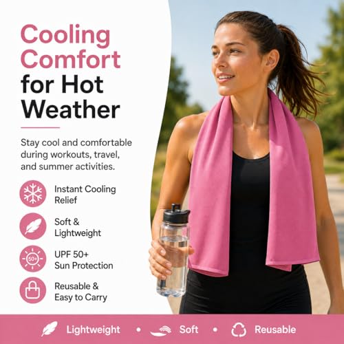 Ice & Sweat Towels, 43.3" x 15.7" - Cooling Neck Wraps for Summer Heat - Quick Cool Down for Gym, Running, Golf, Yoga & Sports