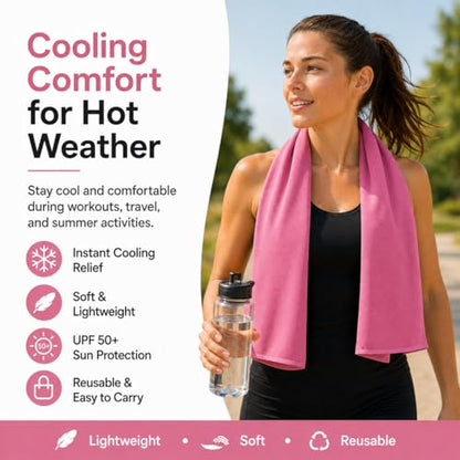 Ice & Sweat Towels, 43.3" x 15.7" - Cooling Neck Wraps for Summer Heat - Quick Cool Down for Gym, Running, Golf, Yoga & Sports