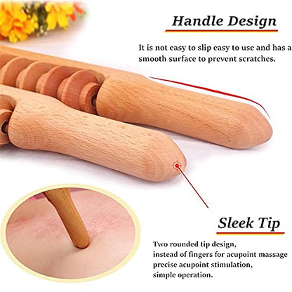 Wood Therapy Massage Tools,Gua Sha Rolling Stick Manual Massage Sticks,Lymphatic Drainage Massager for Maderotherapy,Relax Muscles and Relieve Body Aches 16.9INCH - color: Style D 16.9inch