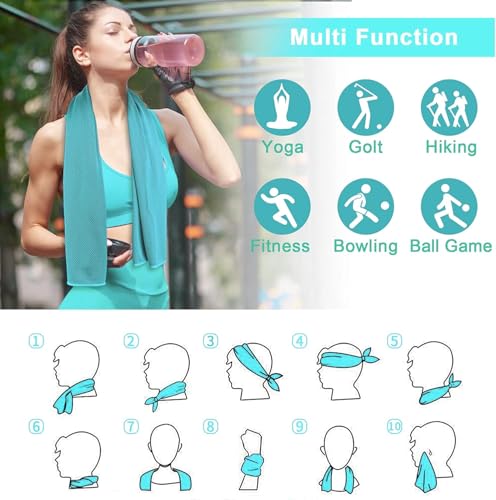 6 Pack Cooling Towel(40"x12") for Neck and face, Ice Towel, Soft Breathable Towels, Cooling Rags for Yoga, Sport, Running, Workout, Gym, Camping, Fitness, Workout & More