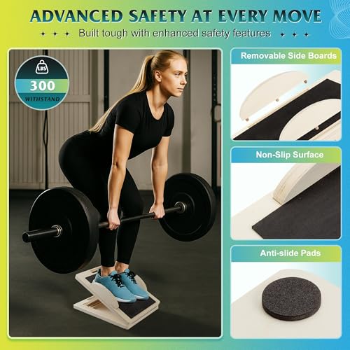ZIFTY Slant Board for Exercise 4-in-1 Professional Wooden Balance Board, Premium Calf Stretcher and Wobble Board for Effective Calf Stretching and Squats, Calf Stretcher Slant Board