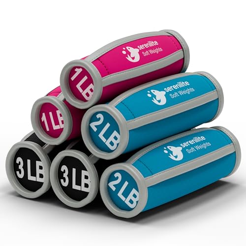 Serenilite Hand Weights for Women & Men Soft Dumbbell Walking Hand Weight Sets - Comfortable Secure Neoprene Dumbbells with Straps for Walking Running Cardio Workout Physical Therapy - color: 12 LB Set (Pink, Blue, Black)