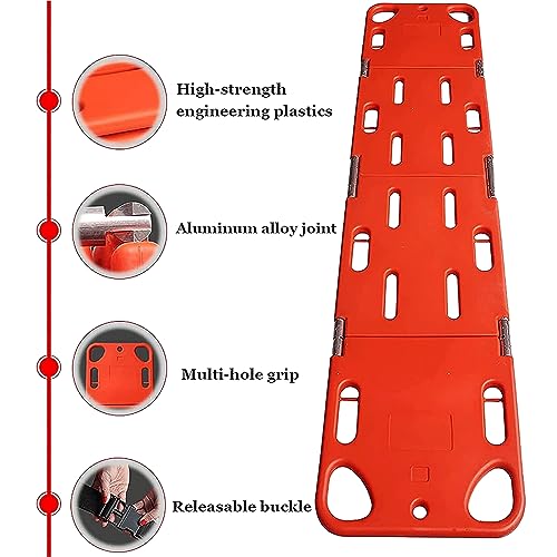 RUANLOV Foldable Spine Board Stretcher Backboard, Transfer Backboard Immobilization Portable Patient Transport Rescue Lightweight PE Plastics Ambulance Stretcher (A)