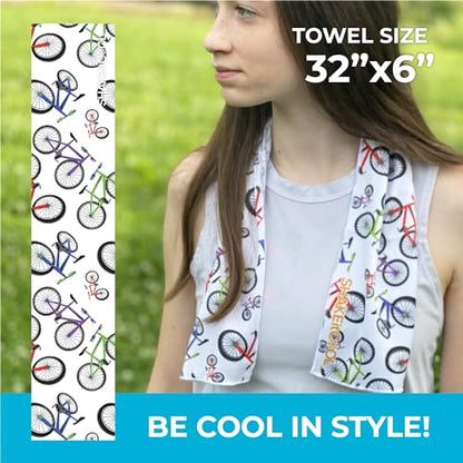 Original Cooling Towel – Be Cool in Style - Heat Relief, Soft, Lightweight, Sun Protection, Easy Clean - Perfect for Biking, Running, Yoga, Gym, Gardening - Kid Bike - color: Kid Bike