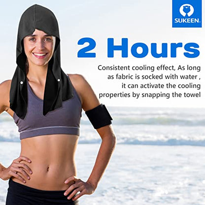 Sukeen Cooling Hoodie Towel for Men, Cooling Towels for Neck and Face, Cools When Wet Cooling Neck Wraps, Sport Workout Camping Cycling Cool Towel for Hot Weather