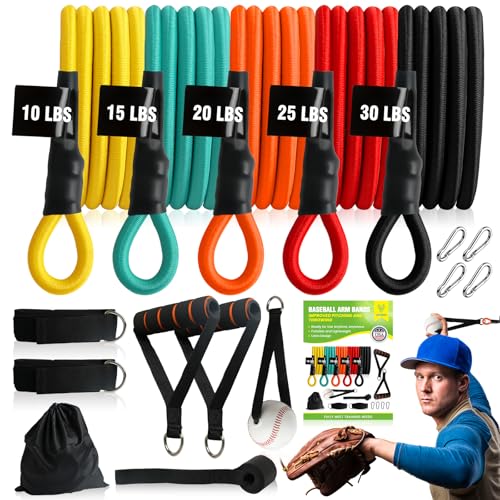 Baseball Arm Bands Training Kit, 5-Level Baseball Resistance Bands Set