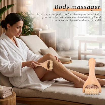 Telooco 2Pcs Wooden Massage Roller, Handheld Wood Massage Tools