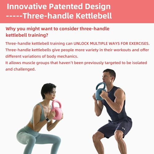 3 Handle Kettlebells Weight - Weight for Women Options 5, 10, 15 and 20 LB for Russian Twists AB Exercise, Weightlifting and Core Fitness Exercise Home Gym [Single in Sold]