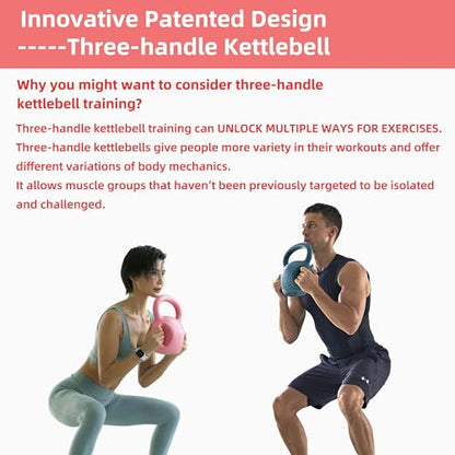 3 Handle Kettlebells Weight - Weight for Women Options 5, 10, 15 and 20 LB for Russian Twists AB Exercise, Weightlifting and Core Fitness Exercise Home Gym [Single in Sold]