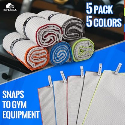 5 Pack Microfiber Gym Towels – Quick Dry, Super Absorbent, Lightweight & Compact Sweat and Workout Towels for Travel, Camping, Hot Yoga, Beach, and Sports (16 * 32" (5 Pack))