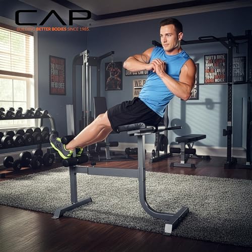 Cap Strength Roman Chair – Adjustable Back Extension Bench for Core & Glute Workouts, Heavy-Duty 300 LB Capacity - Black and Gray Options
