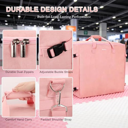 Foam Mat Storage Bag for 24" × 24" Interlocking EVA Foam Mats, Portable Carrying Case for Trade Show Foam Floor Tiles, Puzzle Exercise Mats, Gym Flooring & Play Areas, Pink (Bag Only)