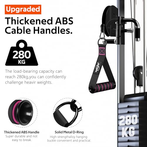 WALITO Exercise Handles, Replacement Cable Machine Attachments for Home Gym Equipment, Pulley System, Pilates, Resistance Bands, Strength Trainer, Heavy Duty Working Out Handles - color: Black-Pink