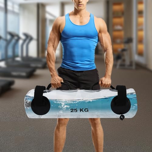 55lbs Water-Filled Exercise Bag Adjustable Weight Training System for Full Body Workouts Includes Pump & Comfort Handles for Squats, Rows & More