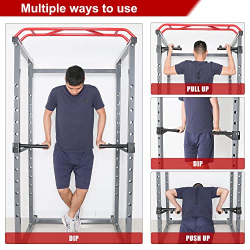 Dip Bar Attachments for 2" x 2" or 3" x 3" Power Rack - Narrow & Wide Dips Double Handles (Patent Pending) - color: For 2" x 2" Rack