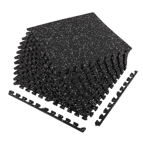 FAHKNS Gym Mat, 0.56'' Thick Exercise Equipment Mats,12 Pcs 48 Sq Ft Rubber Top Floor Tiles, EVA Foam Exercise Mat Tiles - Durable, Non-Slip, Interlocking Mat, Gym Flooring for Home Gym - size: 0.56 Inches