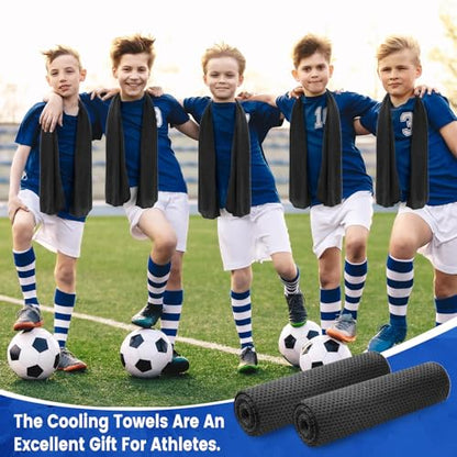 100 Pack Cooling Towels, 40"x12" Cooling Towels for Neck and Face Breathable Soft Chilly Sweat Rag Microfiber Sport Rags for Gym Yoga Golf Running - color: Black