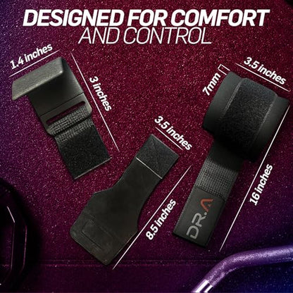 Dr. Arthritis Doctor Developed 3-in-1 Lifting Straps, Hooks & Wrist Wraps - Switch Between Modes in Seconds - Heavy Duty Grips for Bodybuilding, Powerlifting, Deadlifts, Pull-Ups & Rows (Pair, Black) - color: Black