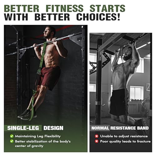Pull Up Assistance Bands, Pull Up Bar Resistance Bands, Pull Up Bands for Enhanced Strength Training, Muscle Training, 3 Heavy-Duty Adjustable Pull Up Assist Strap & Comfortable Foot Strap - style: Army Green