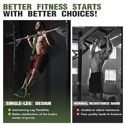 Pull Up Assistance Bands, Pull Up Bar Resistance Bands, Pull Up Bands for Enhanced Strength Training, Muscle Training, 3 Heavy-Duty Adjustable Pull Up Assist Strap & Comfortable Foot Strap - style: Army Green