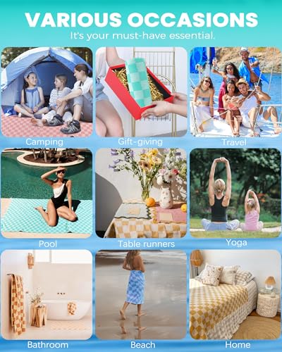 Checkered Plaid Turkish Bath Towel Beach Blanket Bathroom Essentials Swim Poolside Pool Accessories Swim Must Haves Hot Tub Spa Gadgets Adult Women Large Towel College Dorm Girl Student Things Stuff - color: 1pcs Grey