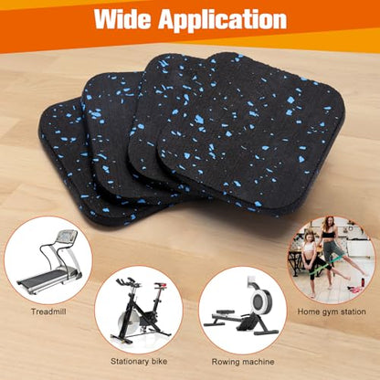 4Pcs Treadmill Mats, Coolrunner High Density Equipment Pads Noise Reduction for Floor Protection, Washing Machine Pads, Anti Vibration Rubber mats for Stationery Bike, Rowing Machine, Home Gym Station