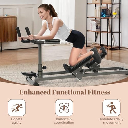 Exercise Crawler Machine, Spine Twist and Stretch Trainer, Full Body Cardio Machine, Builds Core Strength, Home Gym Equipment with Adjustable Hand Grips & Knee Support