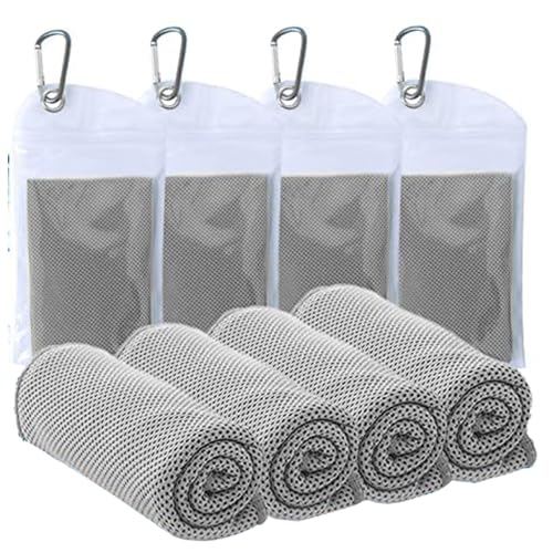 4 Pack Cooling Towels (40"x12") - Instant Cooling Reusable Microfiber Towels for Sports, Gym, Camping, Yoga, Fitness & More