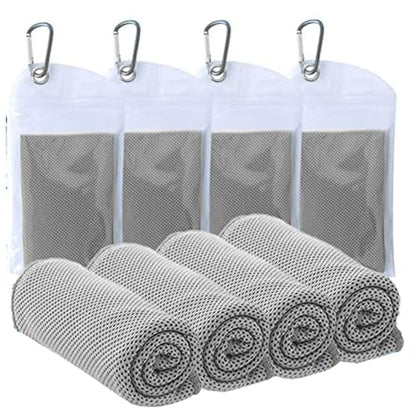 4 Pack Cooling Towels (40"x12") - Instant Cooling Reusable Microfiber Towels for Sports, Gym, Camping, Yoga, Fitness & More