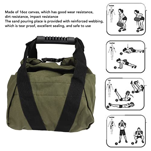 Fitness Sandbag with Handles for Weightlifting and Strength Training Empty Canvas Workout Power Bag (OD Green)