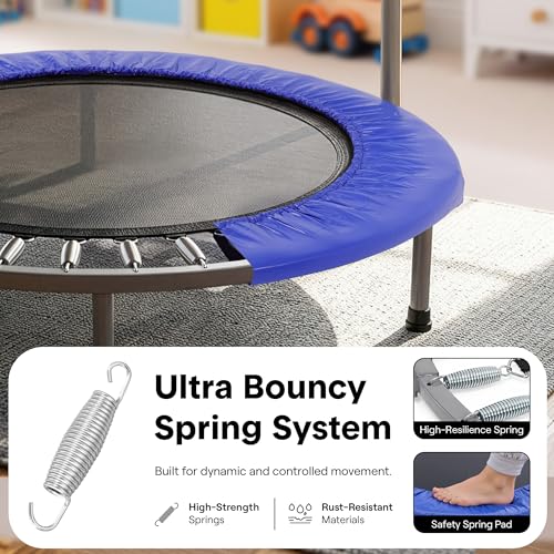 SereneLife 36″ Foldable Mini Trampoline for Kids - Compact Fitness Rebounder with Foam Handle - Safe, Stable Exercise Trampoline with 330lbs Max Load for Indoor/Outdoor Active Play & Exercise