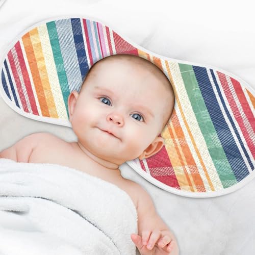 Colorful Stripes Muslin Burp Cloths 1 Pack - Extra Large 22"x11", 4-Layer Soft Absorbent Cotton, Waterproof Backing, Baby Drool Rags for Newborn