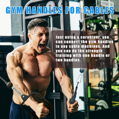 Ergonomic Tricep Rope Pulldown Attachments, Upgraded 27 32 40 & 47 Inch Extra Long Triceps Rope Cable Attachments for Gym, LAT Pull Down Bar for Cable Machine, Tricep Workout Cable Attachments - color: D HANDLE