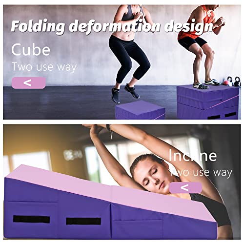 BestMassage Gymnastics Mat Incline Mat Tumbling Mat Folding Gymnastic Tumbling Mat Indoor/Outdoor Exercise Mat Home Gym Yoga Mat with Handle