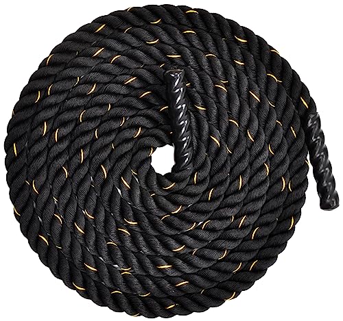 Fitvids Battle Rope 1.5Inch 2 Inch Diameter Poly Dacron 30 FT, 40 FT, 50 FT Length, Heavy Ropes for Home Gym and Workout