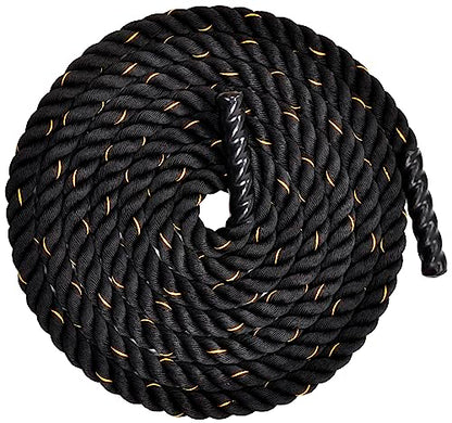 Fitvids Battle Rope 1.5Inch 2 Inch Diameter Poly Dacron 30 FT, 40 FT, 50 FT Length, Heavy Ropes for Home Gym and Workout