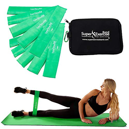 USA 14" x 3" Extra Long Latex Free Mini Loop Bands in 3, 5, 10 Pack Sets. 10 Strengths for Resistance Training, Stretching, Yoga, Toning. Plus an Exclusive iPhone App and E-Book. - color: g. Green LIGHT Loop Band 10 Pack