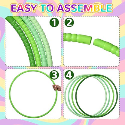 Syhood 12 Pcs Hoops for Kids Plastic, Gradient Green - color: Gradient Green