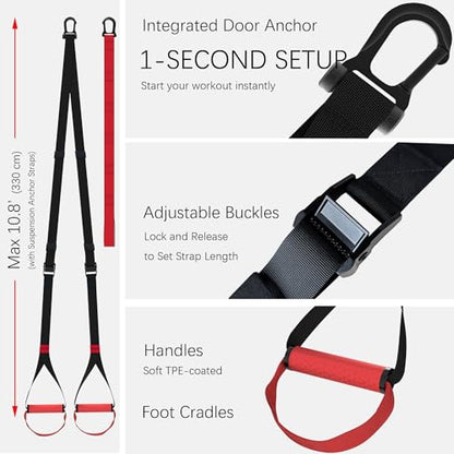Complete Workout Anchor & Straps Set: Heavy-Duty Wall/Ceiling Anchor + Portable Suspension Straps