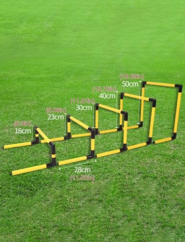Height Adjustable Hurdles, Portable Adjustable Football Hurdles for Agility Training, Set of 5 Detachable Practice Hurdles for Track and Field, Yellow - color: Yellow