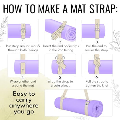 TECEUM 2 IN 1 Yoga & Mat Strap for Stretching – Cotton – 6/8/10 ft - color: Beige, size: 8 ft