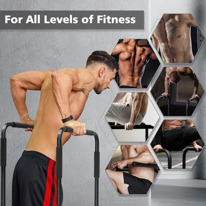 Adjustable Dip Bar Portable Functional Dip Stand Station Exercise Heavy Duty Parallel Bars Workout Equipment for Strength Training